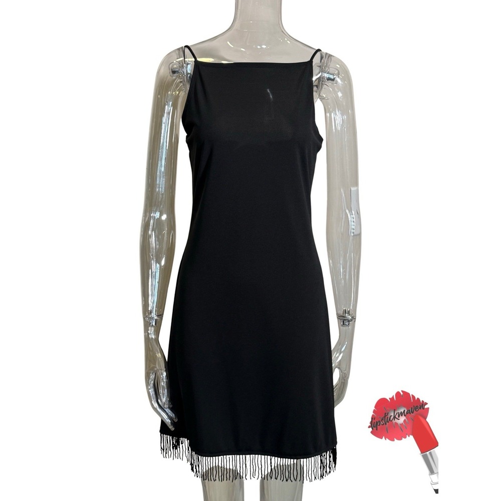 Vintage Pulse Mini Dress‎ Large Black Whimsigoth Party Beaded Cocktail